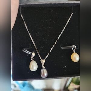 New Sterling silver Multicolor cultured freshwater pearls. Interchangeable